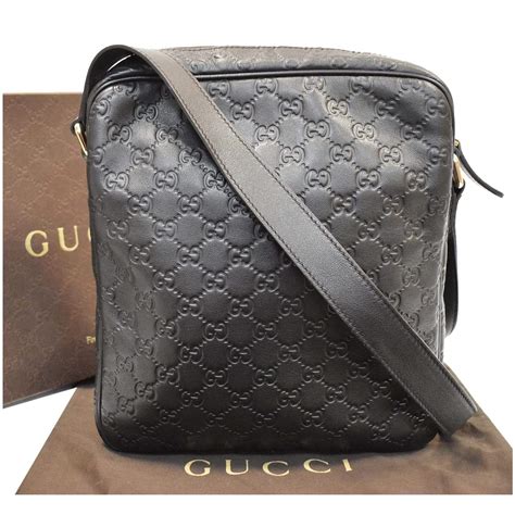 gucci black messenger bag women'|gucci guccissima leather messenger bag.